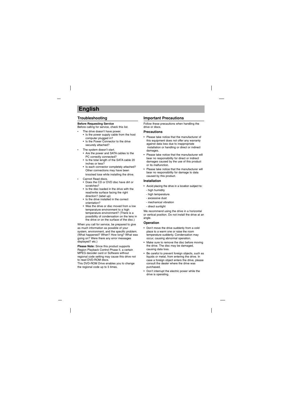 English | LG DH16NS10 User Manual | Page 5 / 16