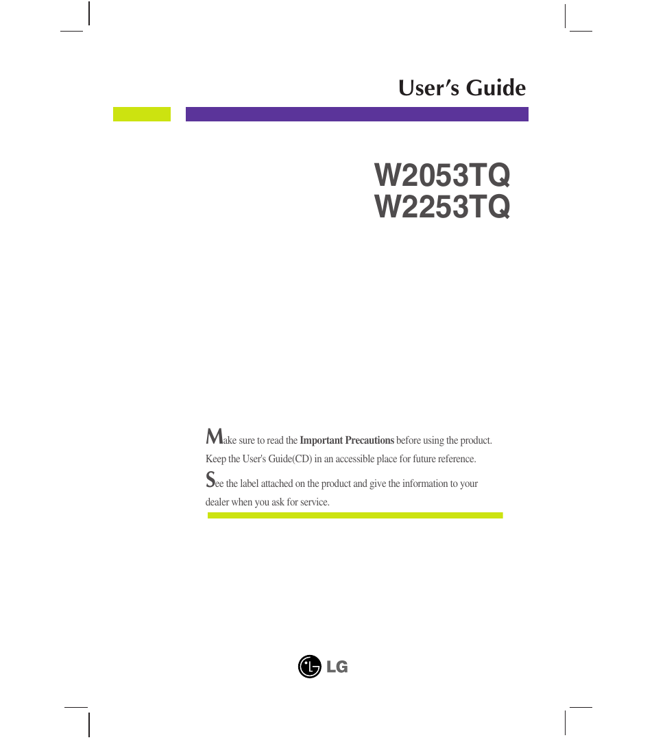 LG W2053TQ-PF User Manual | 28 pages
