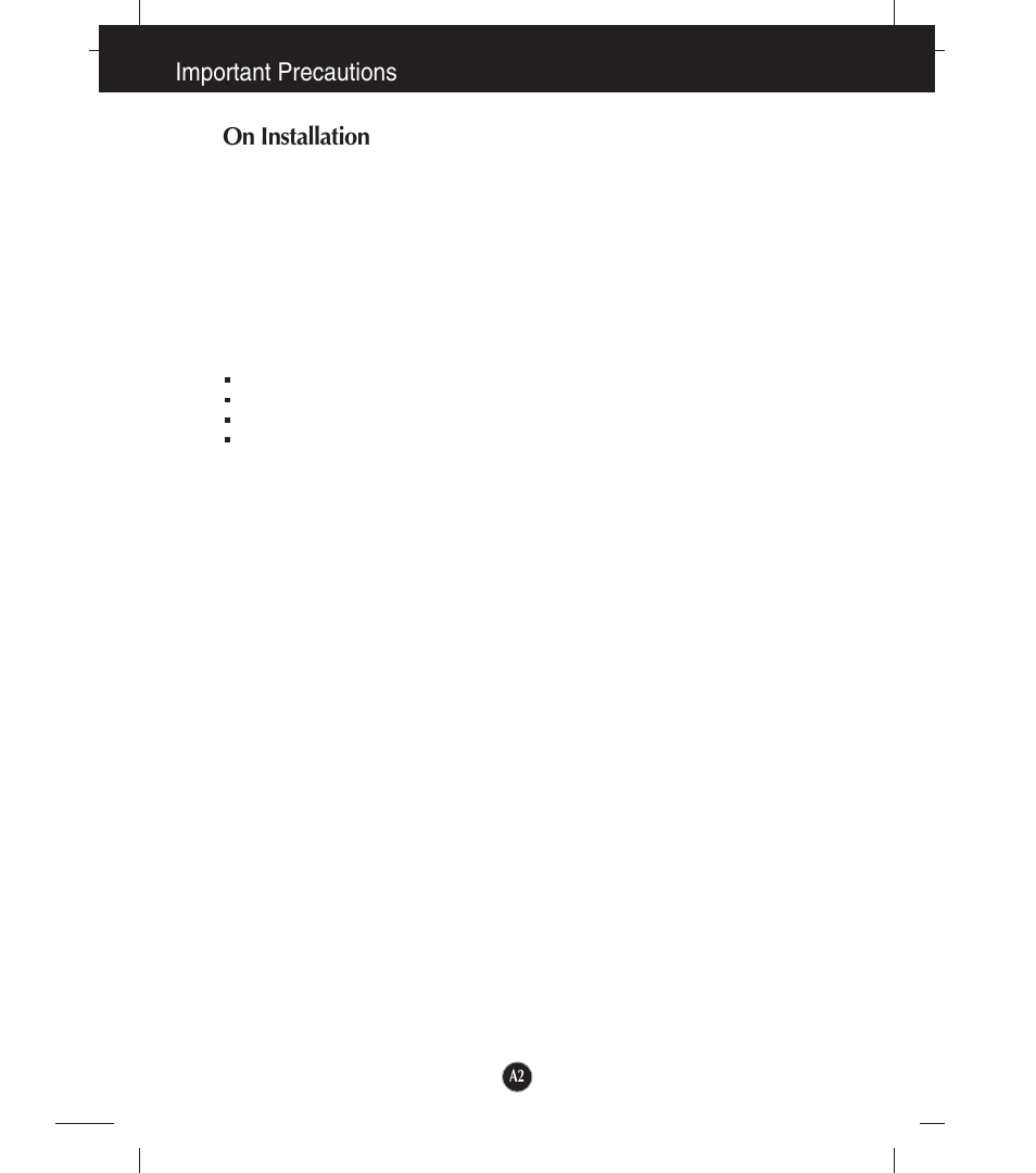 On installation, Important precautions on installation | LG W2053TQ-PF User Manual | Page 3 / 28