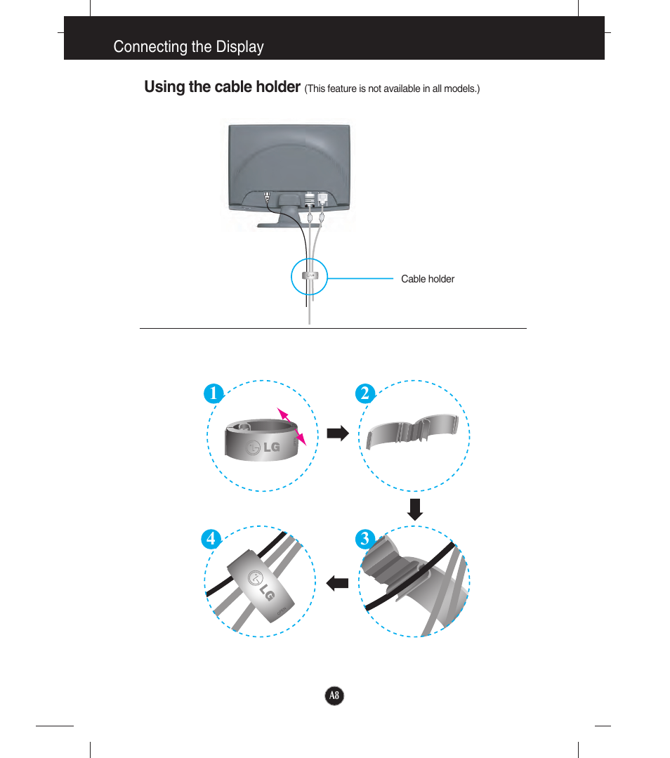Using the cable holder, Connecting the display | LG W2053TQ-PF User Manual | Page 9 / 28