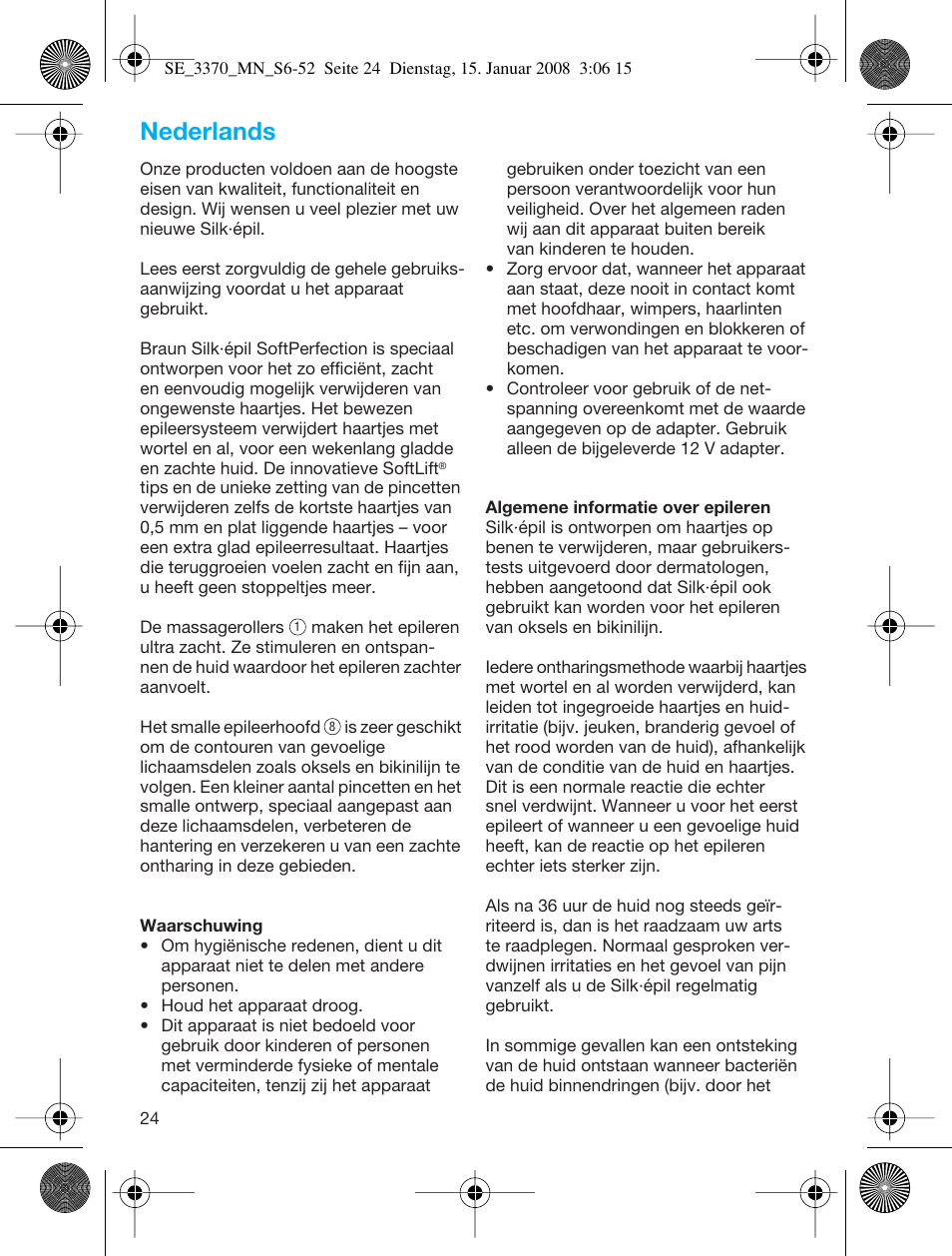 Nederlands | Braun 3370-5318 Silk-épil SoftPerfection User Manual | Page 23 / 46