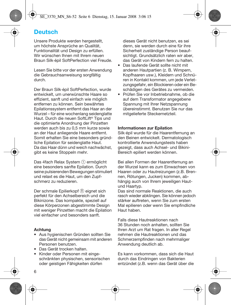 Deutsch | Braun 3370-5318 Silk-épil SoftPerfection User Manual | Page 5 / 46