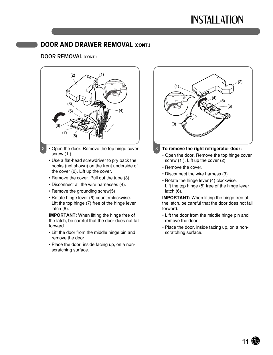 11 door and drawer removal | LG LFX21975ST User Manual | Page 11 / 43