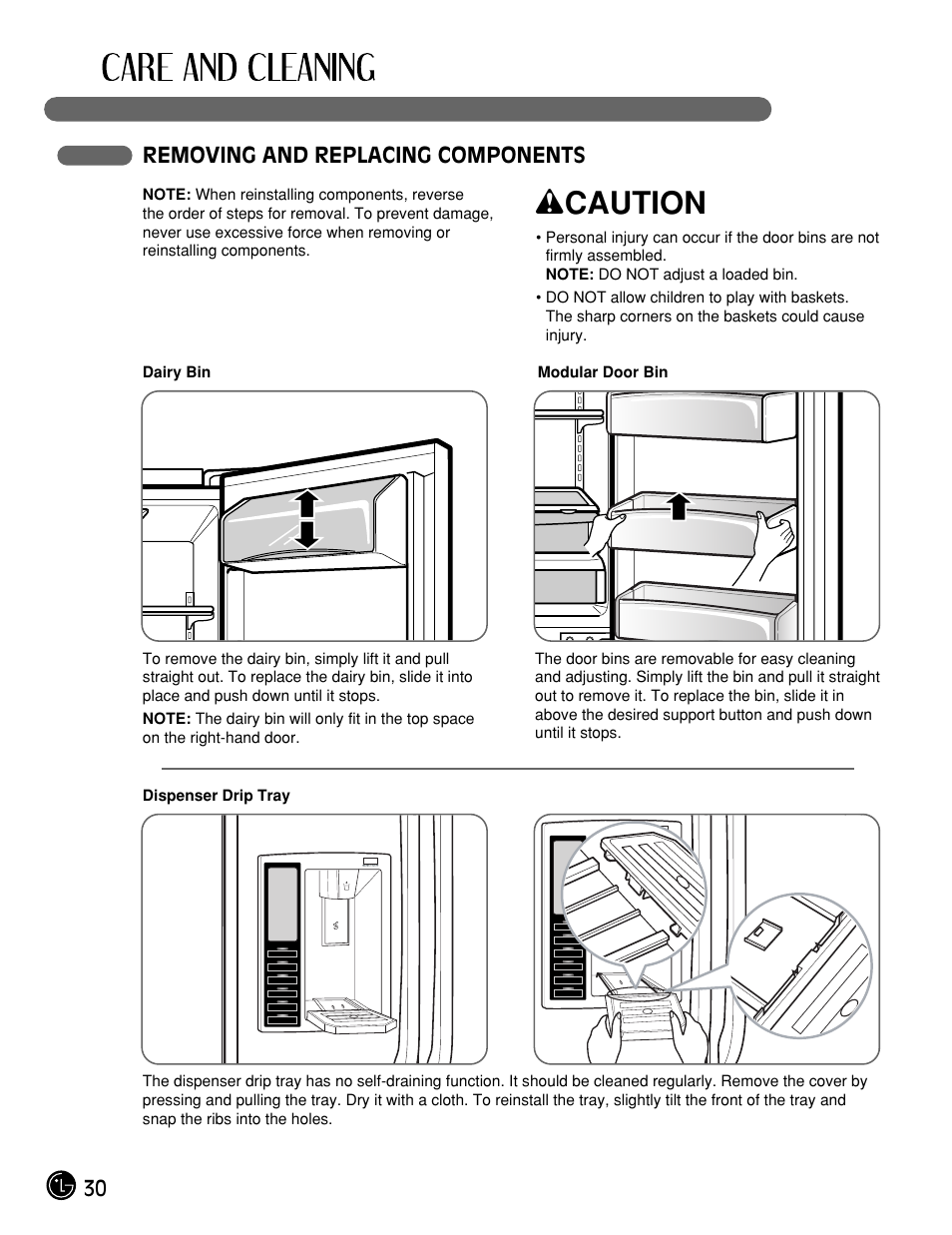 Wcaution | LG LFX21975ST User Manual | Page 30 / 43