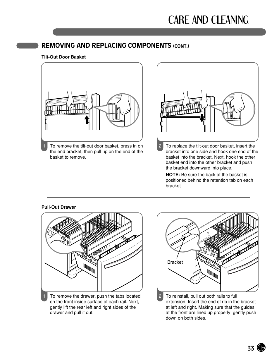 33 removing and replacing components | LG LFX21975ST User Manual | Page 33 / 43