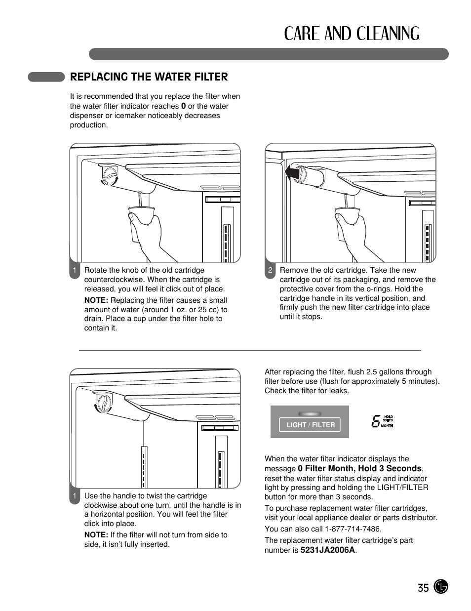 35 replacing the water filter | LG LFX21975ST User Manual | Page 35 / 43