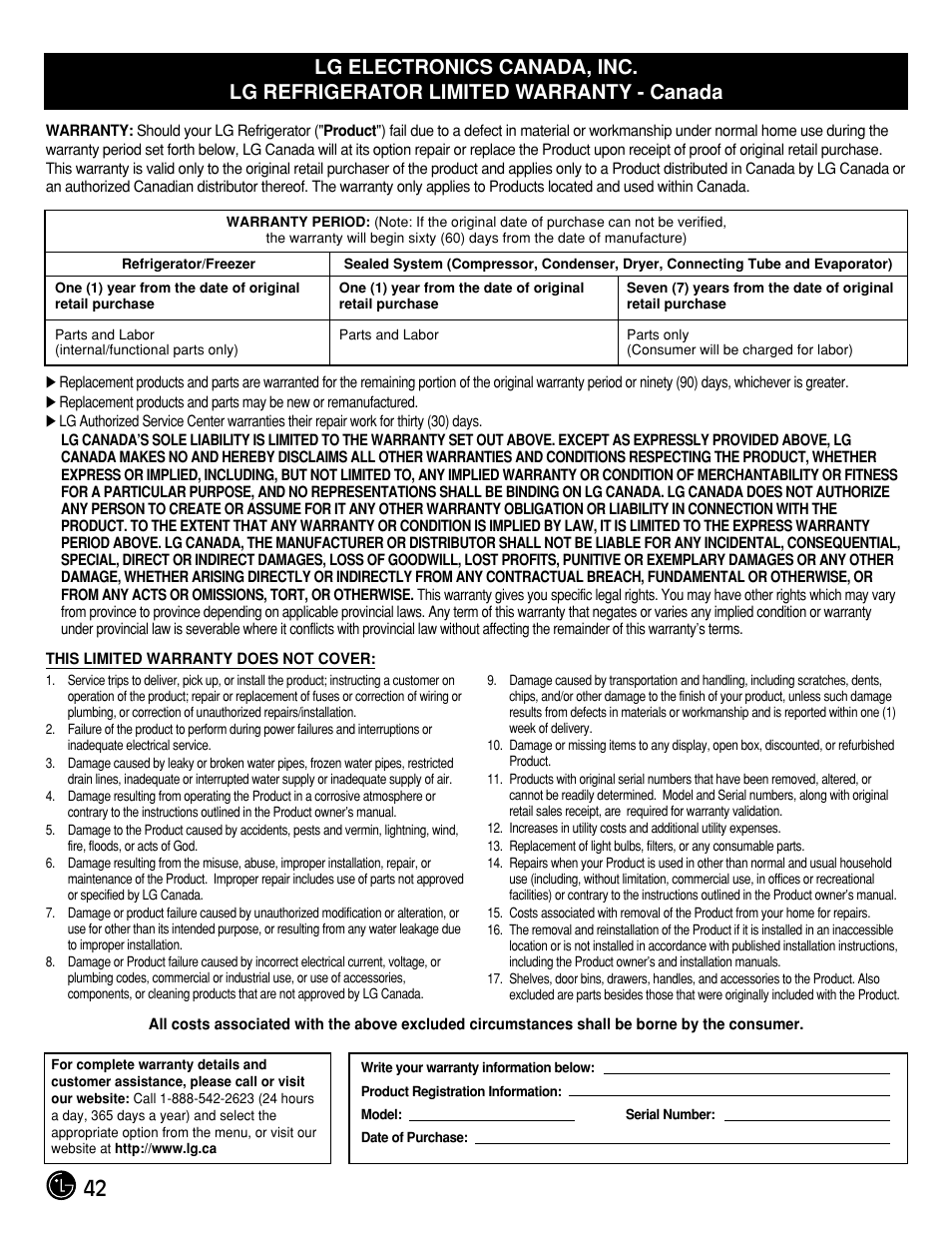 LG LFX21975ST User Manual | Page 42 / 43