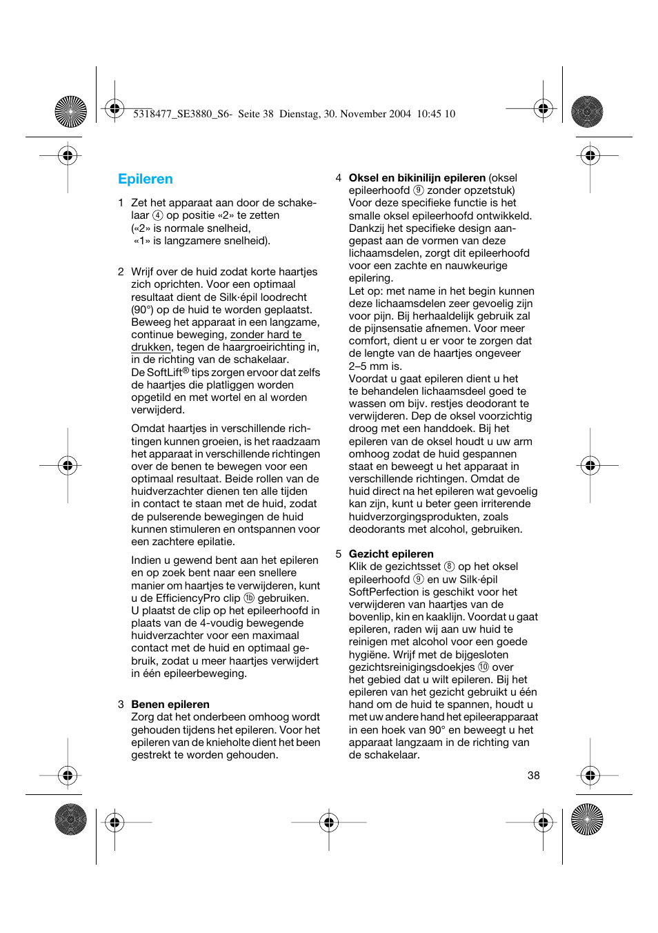 Epileren | Braun 3880 Silk-épil SoftPerfection User Manual | Page 37 / 87