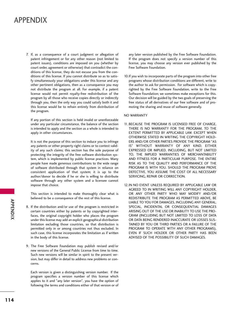 Appendix | LG 32LD350C User Manual | Page 114 / 126