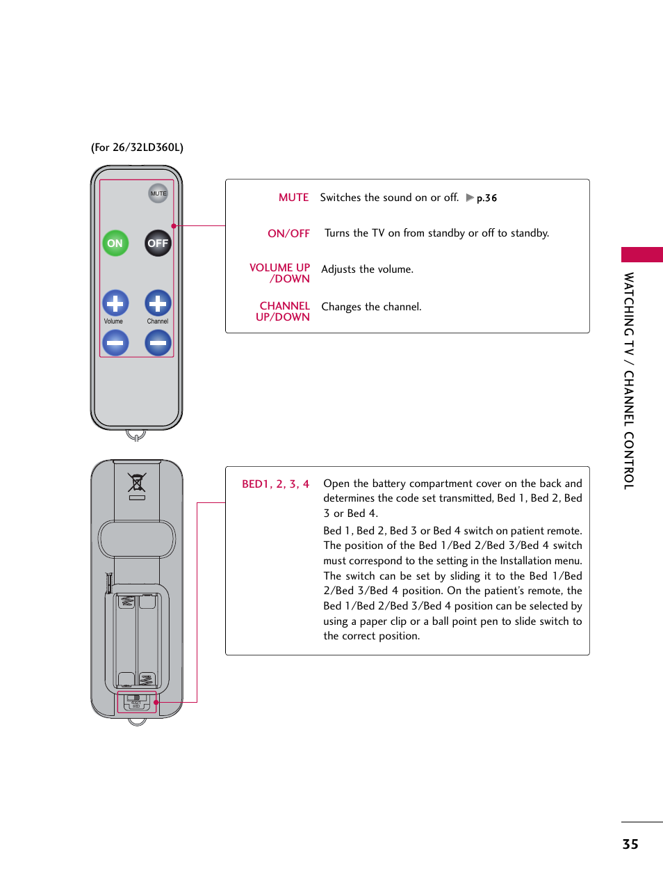 Wa tching tv / channel contr ol | LG 32LD350C User Manual | Page 35 / 126