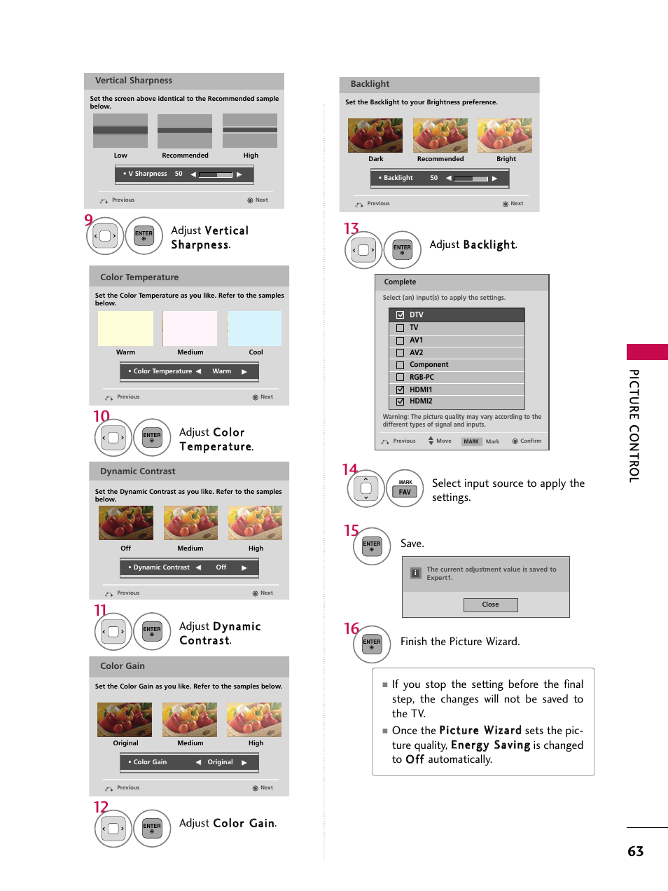 Picture contr ol | LG 32LD350C User Manual | Page 63 / 126