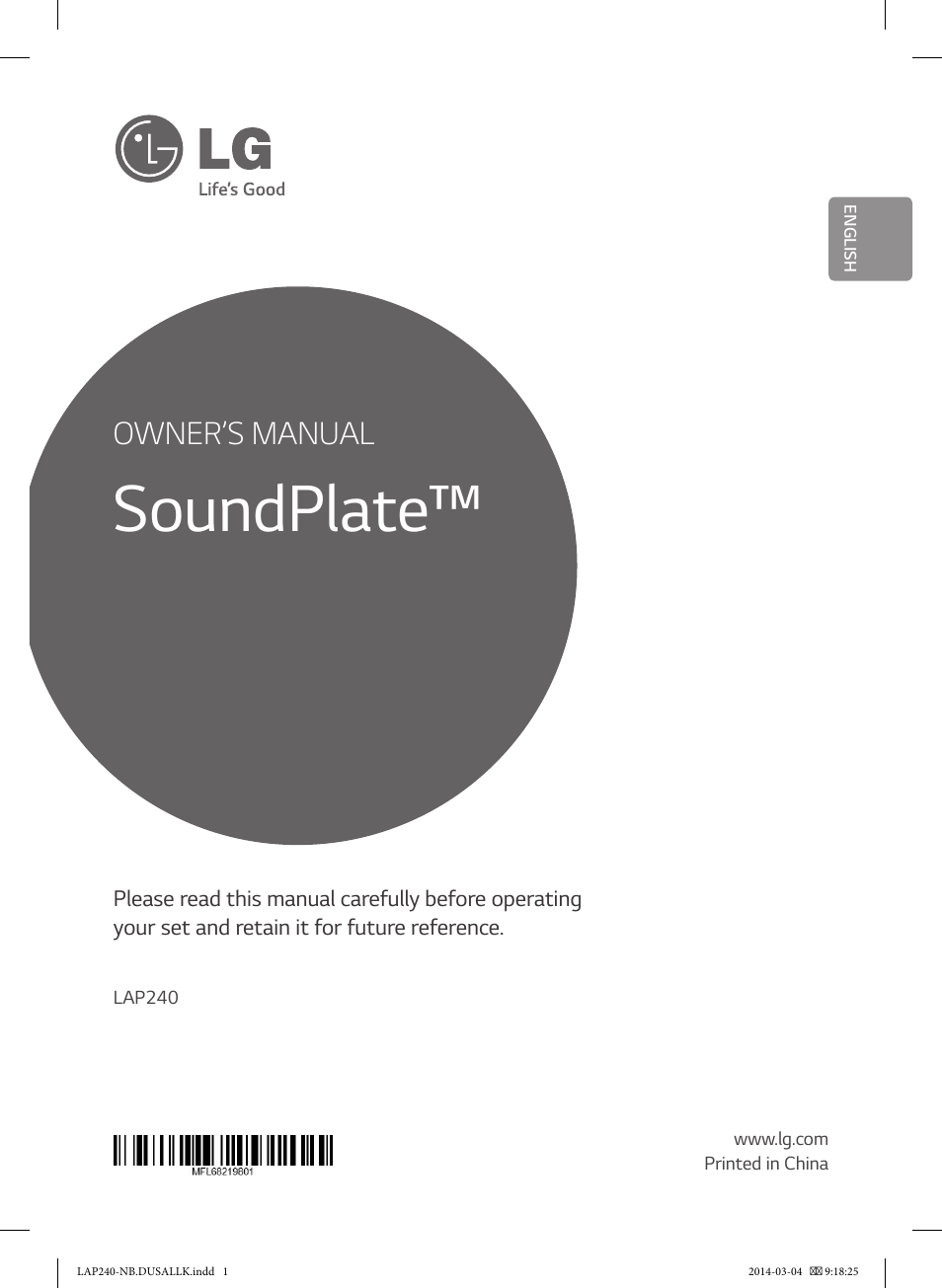 LG LAP240 User Manual | 24 pages