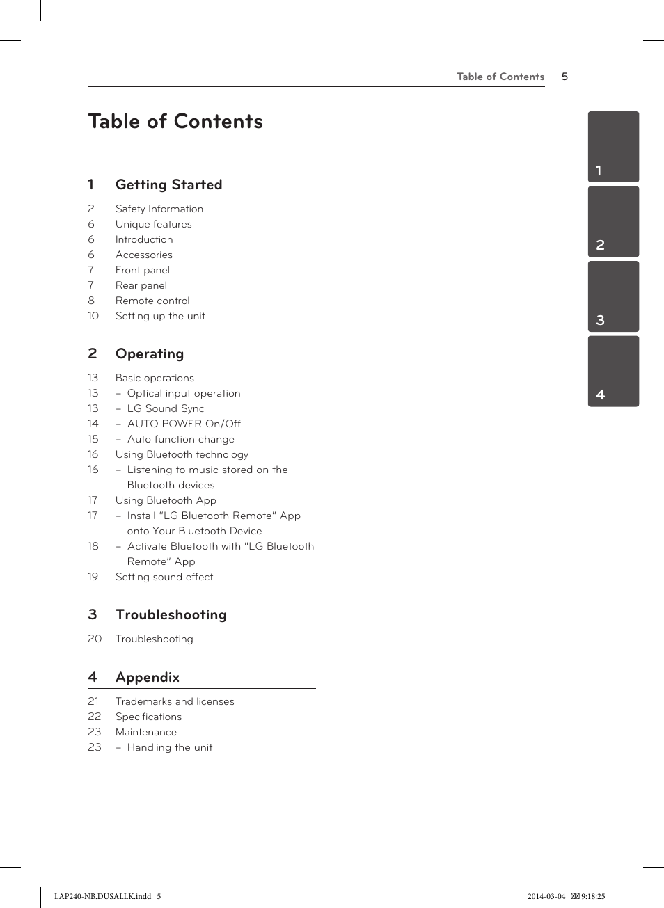 LG LAP240 User Manual | Page 5 / 24