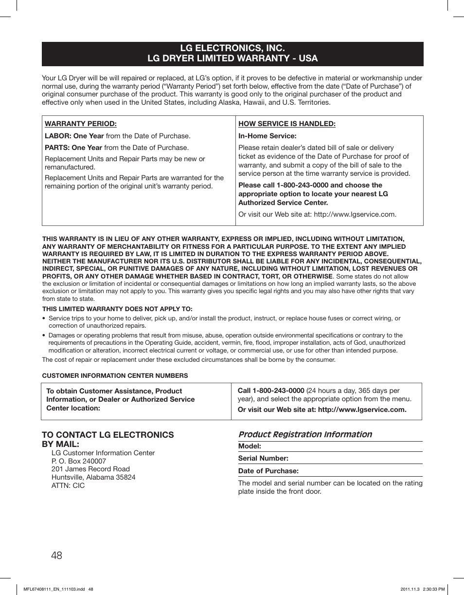 LG DLGX2651R User Manual | Page 48 / 100