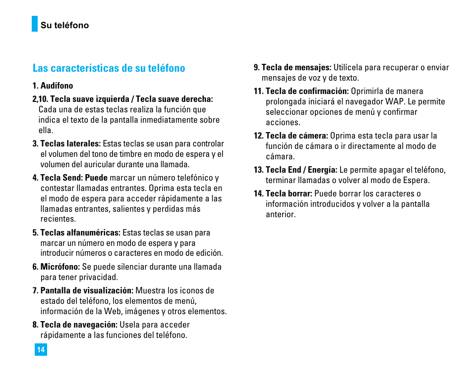 Las características de su teléfono | LG LG225 User Manual | Page 104 / 182