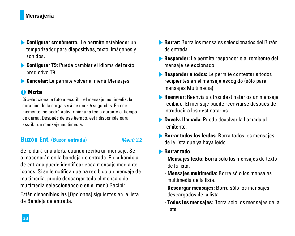 Buzón ent | LG LG225 User Manual | Page 128 / 182