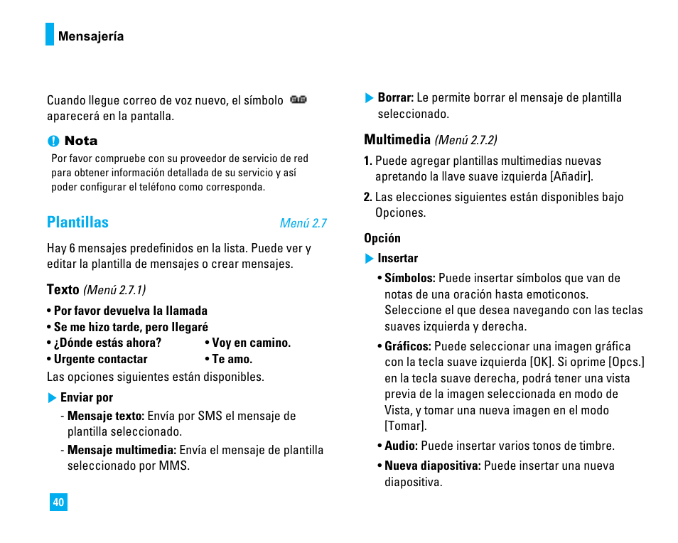 Plantillas | LG LG225 User Manual | Page 130 / 182