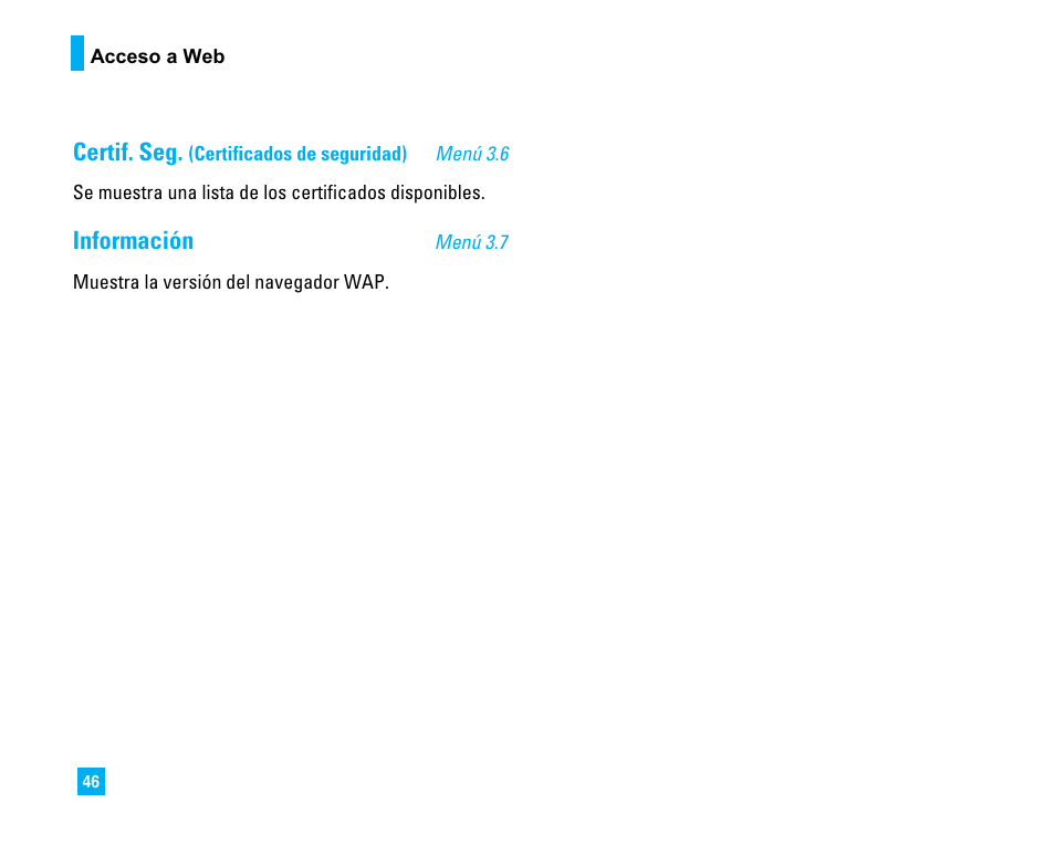 Certif. seg, Información | LG LG225 User Manual | Page 136 / 182