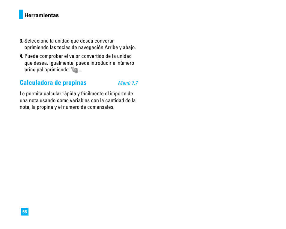 Calculadora de propinas | LG LG225 User Manual | Page 146 / 182