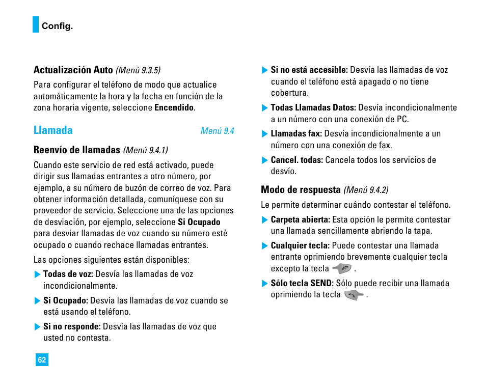 Llamada | LG LG225 User Manual | Page 152 / 182