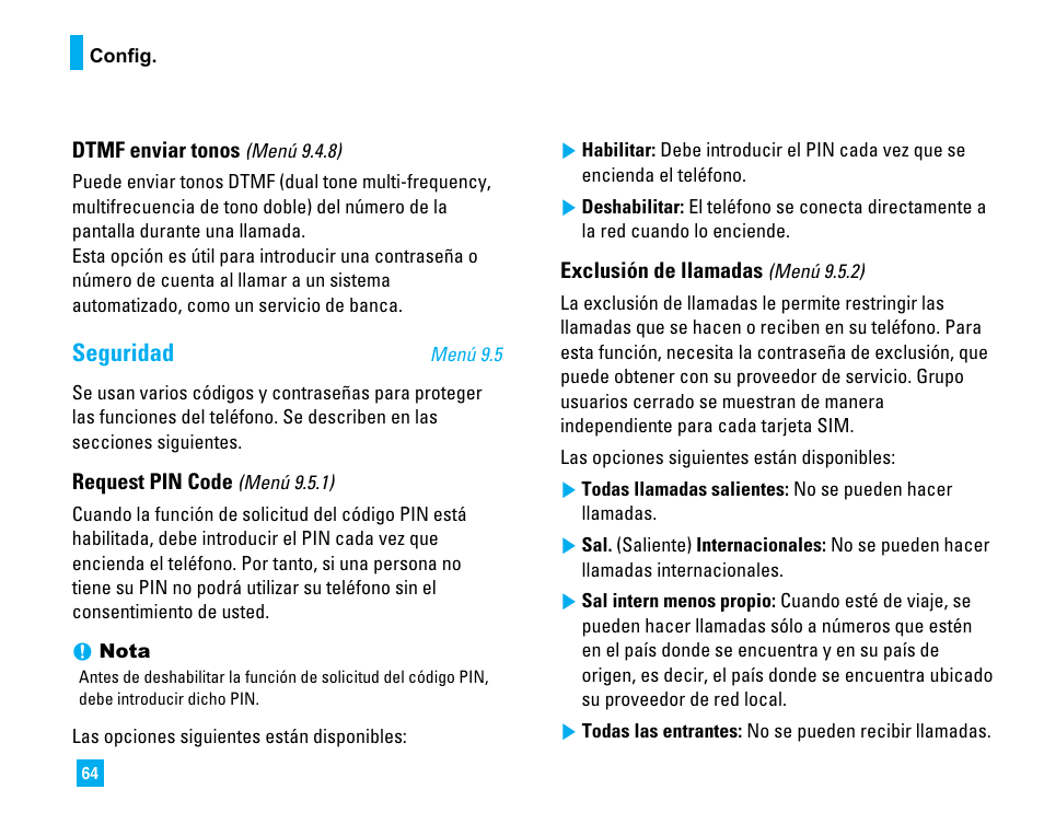 Seguridad | LG LG225 User Manual | Page 154 / 182