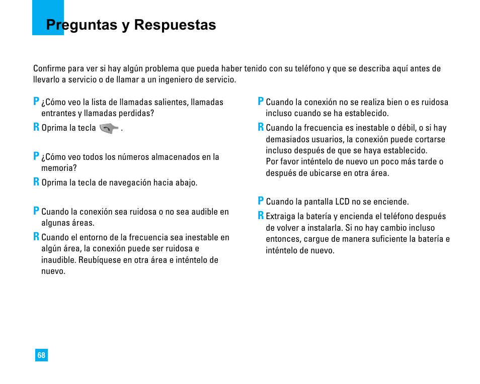 Preguntas y respuestas | LG LG225 User Manual | Page 158 / 182