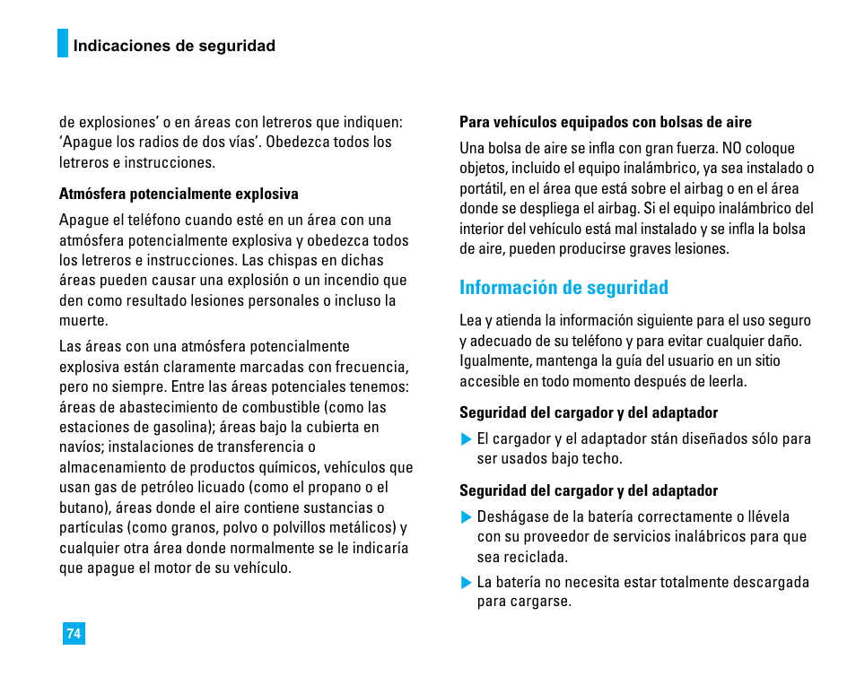 Información de seguridad | LG LG225 User Manual | Page 164 / 182