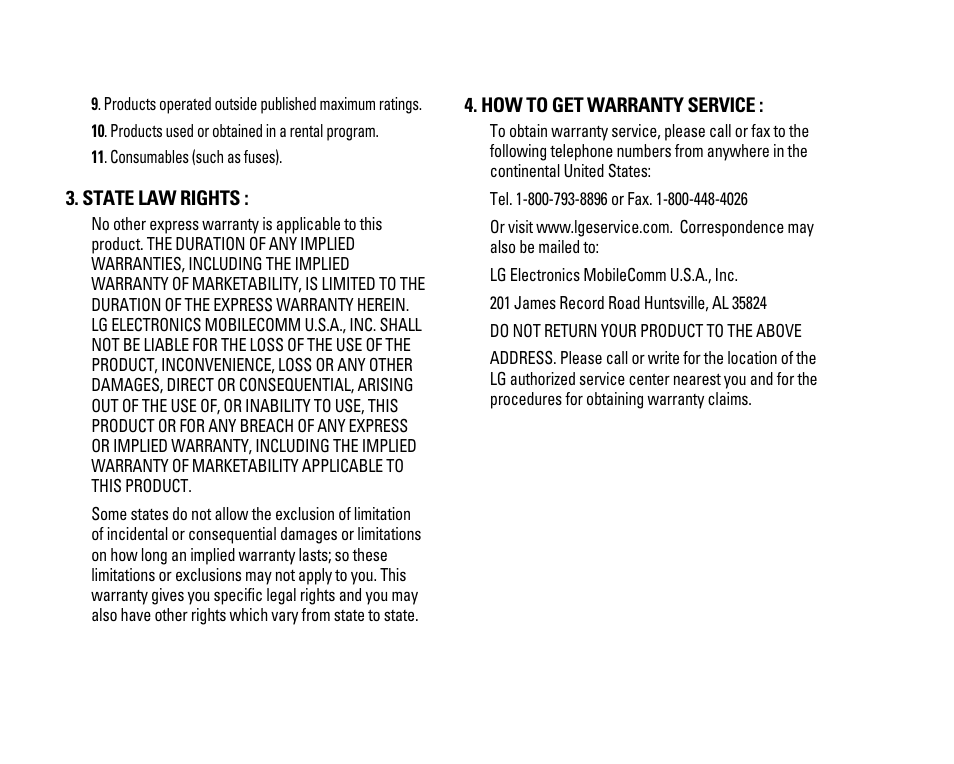 LG LG225 User Manual | Page 4 / 182