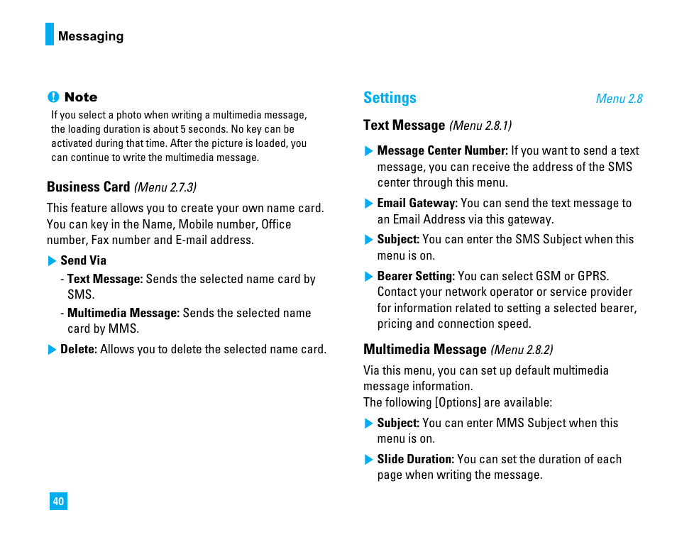 Settings | LG LG225 User Manual | Page 44 / 182