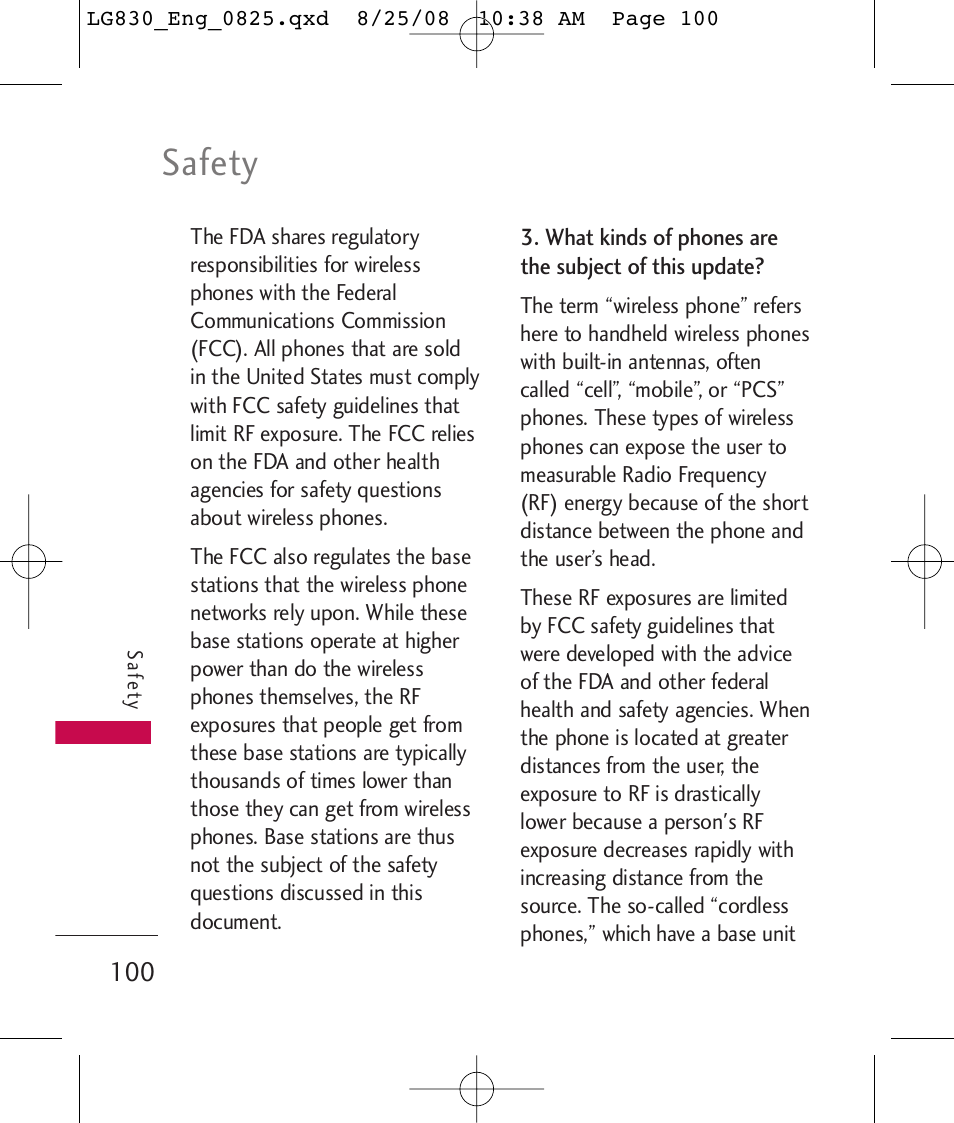 Safety | LG LG830 User Manual | Page 102 / 255