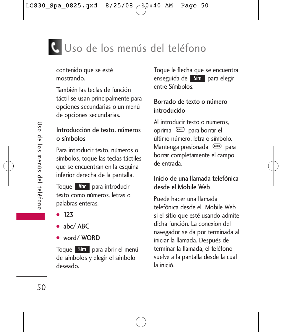 Uso de los menús del teléfono | LG LG830 User Manual | Page 177 / 255