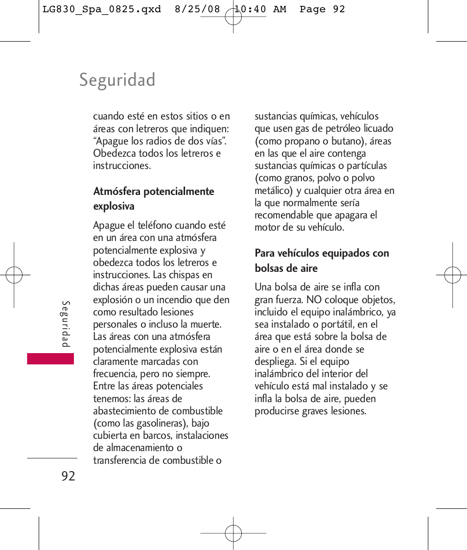 Seguridad | LG LG830 User Manual | Page 219 / 255