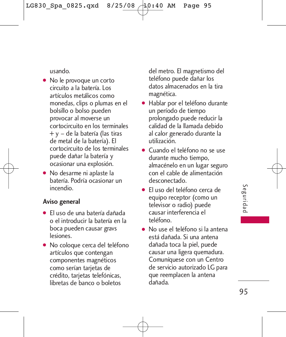 Aviso general | LG LG830 User Manual | Page 222 / 255