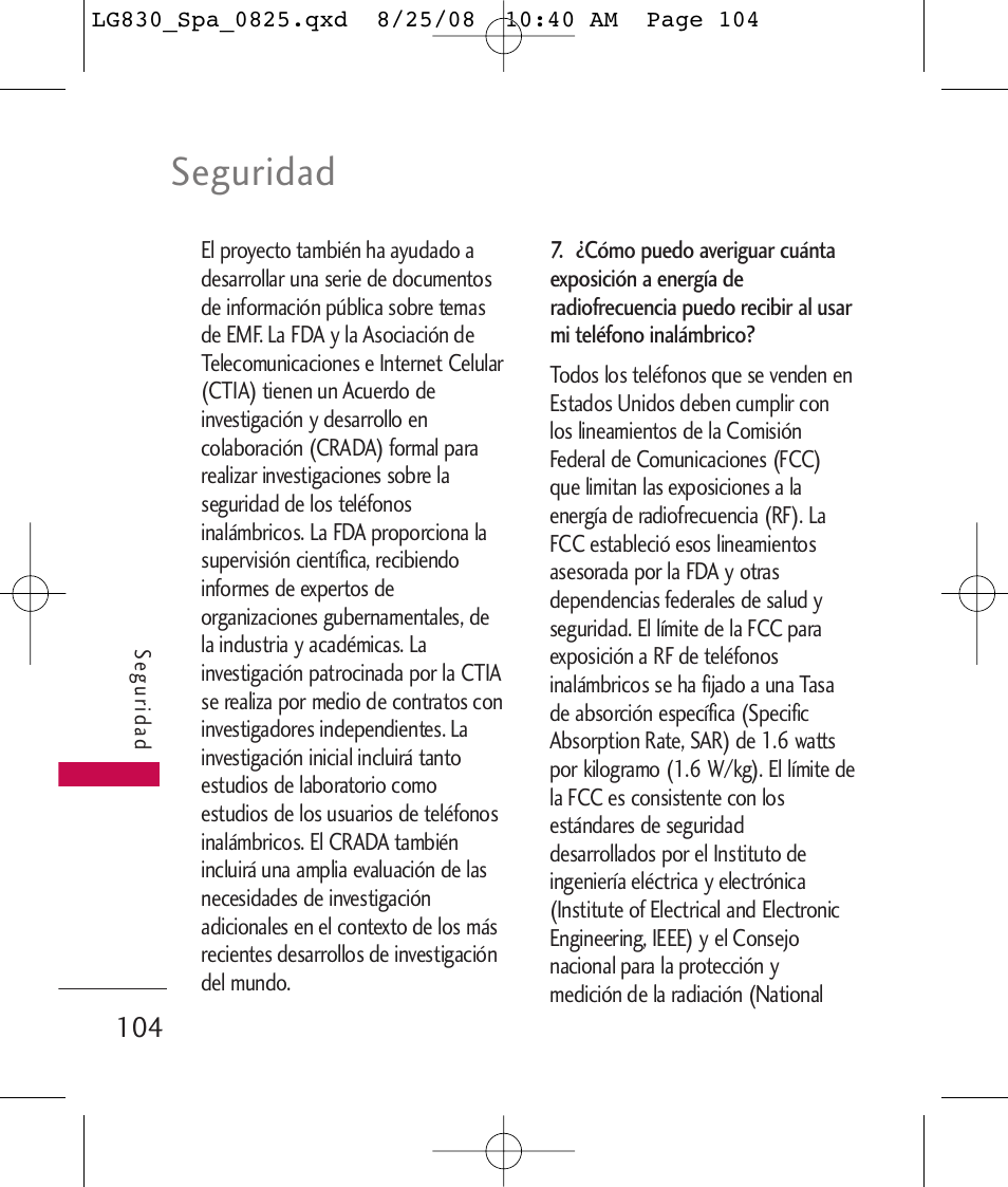 Seguridad | LG LG830 User Manual | Page 231 / 255