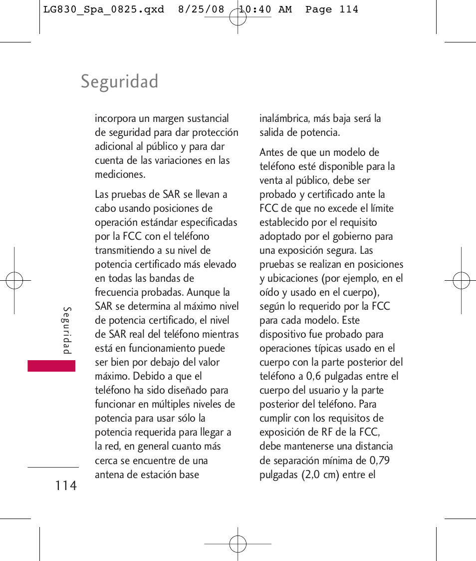 Seguridad | LG LG830 User Manual | Page 241 / 255