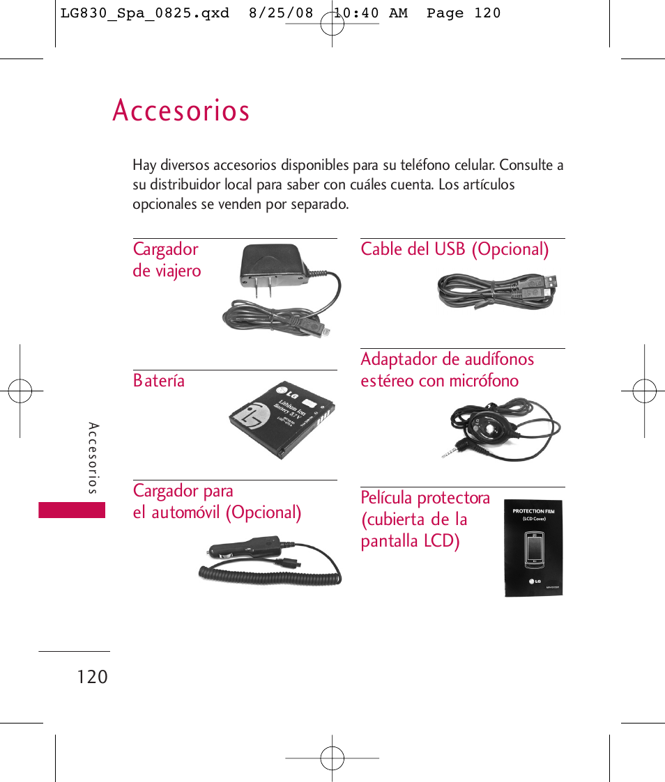 Accesorios | LG LG830 User Manual | Page 247 / 255