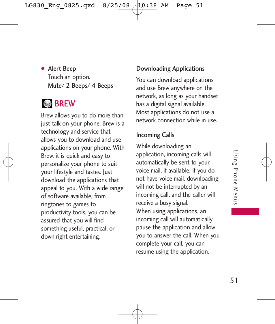 Brew | LG LG830 User Manual | Page 53 / 255