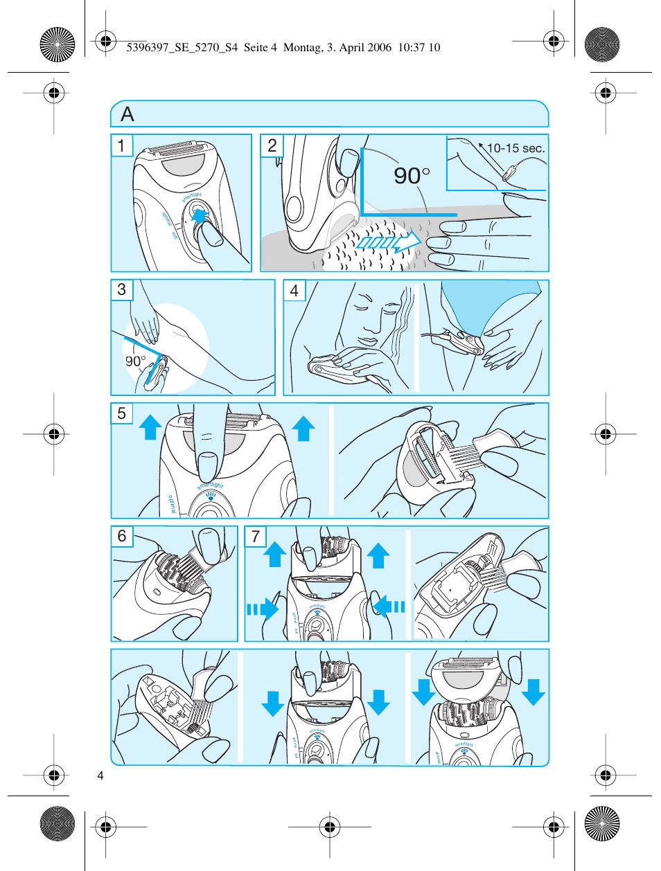 15 sec | Braun 5270-5396 Silk-épil Xelle User Manual | Page 4 / 95