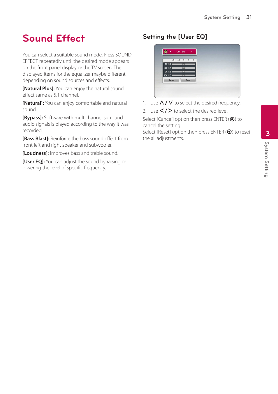 Sound effect | LG BH4120S User Manual | Page 31 / 54