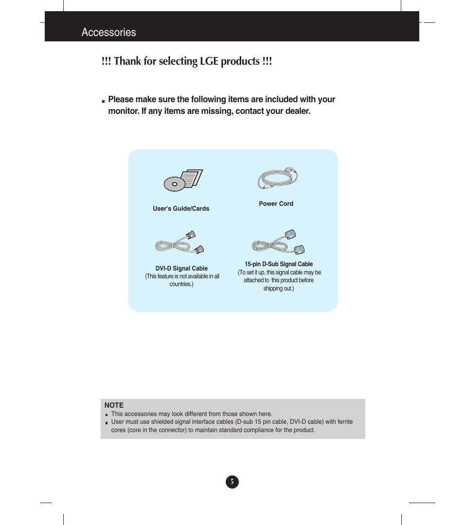 Accessories | LG E2241VB-BN User Manual | Page 6 / 31
