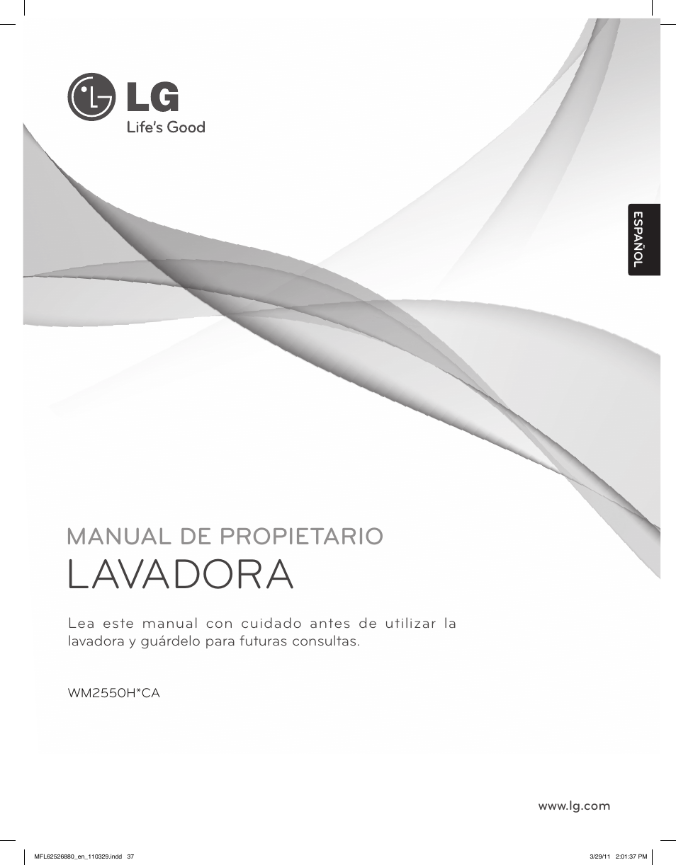 Lavadora, Manual de propietario | LG WM2550HWCA User Manual | Page 37 / 108