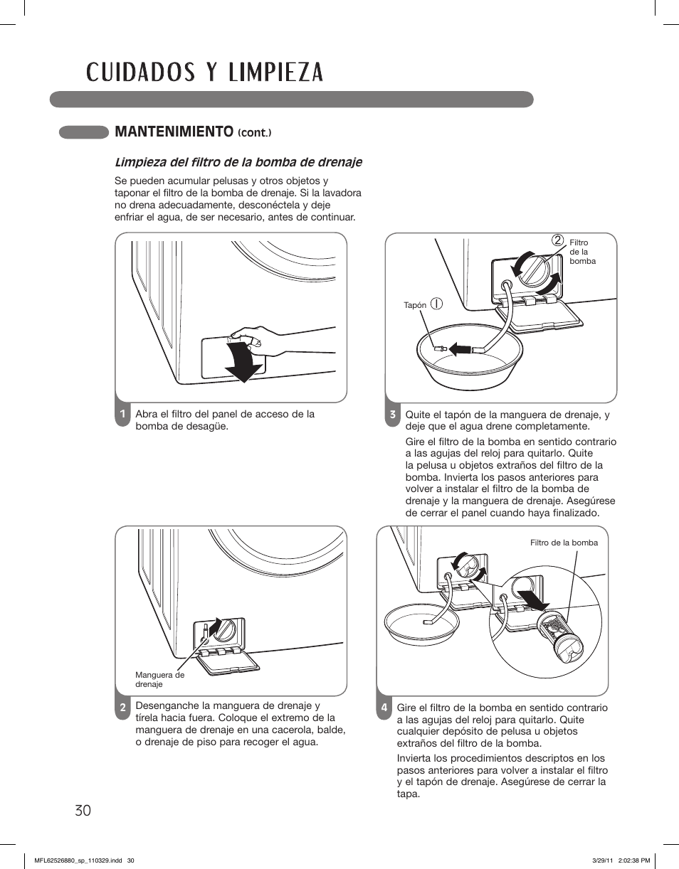 Mantenimiento | LG WM2550HWCA User Manual | Page 66 / 108