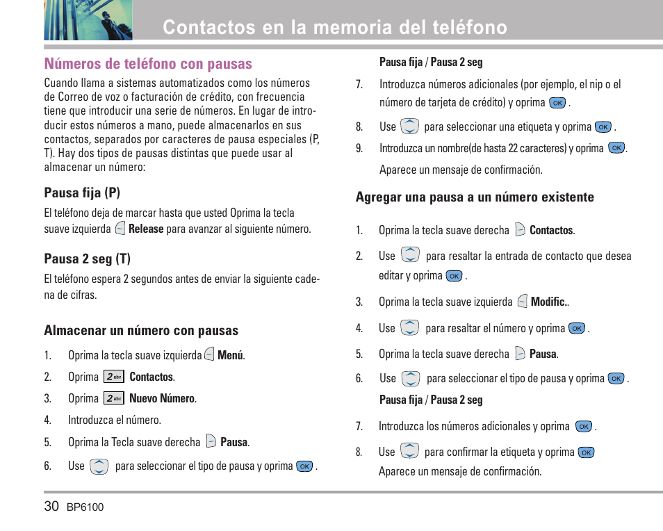 Números de teléfono con pausas | LG LGBP6100 User Manual | Page 129 / 199