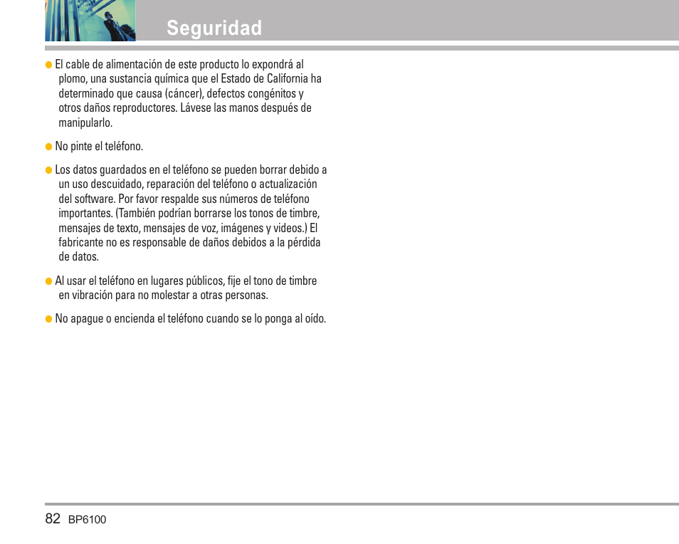 Seguridad | LG LGBP6100 User Manual | Page 181 / 199