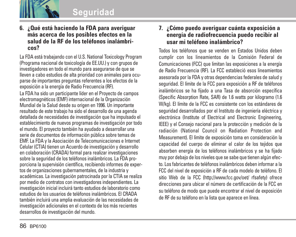 Seguridad | LG LGBP6100 User Manual | Page 185 / 199