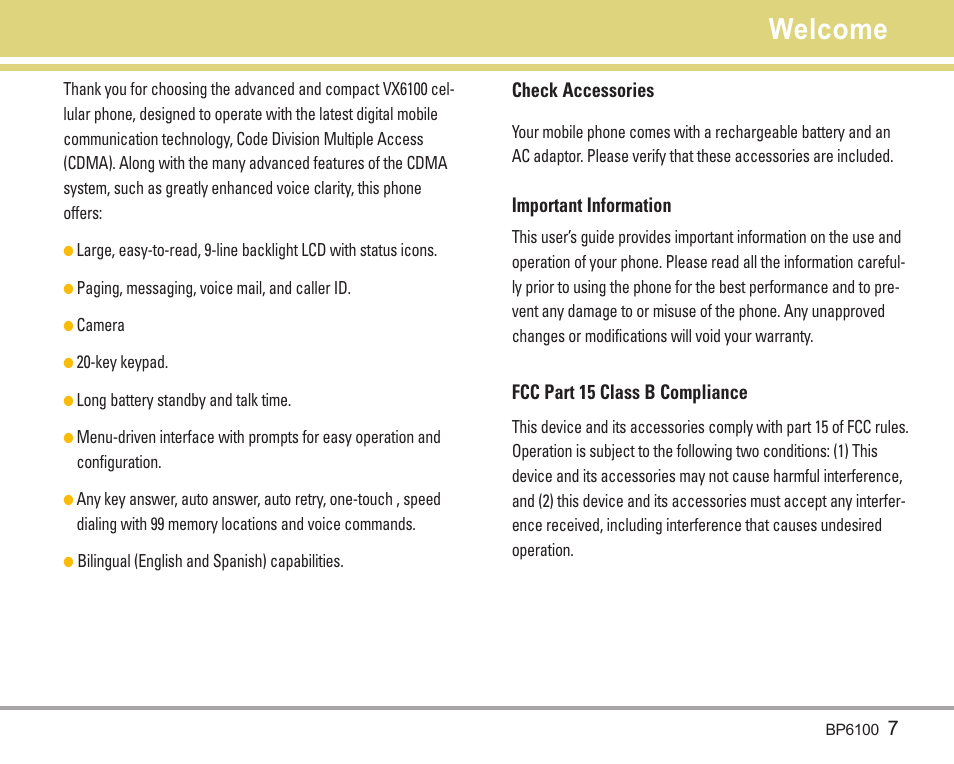 Welcome | LG LGBP6100 User Manual | Page 8 / 199