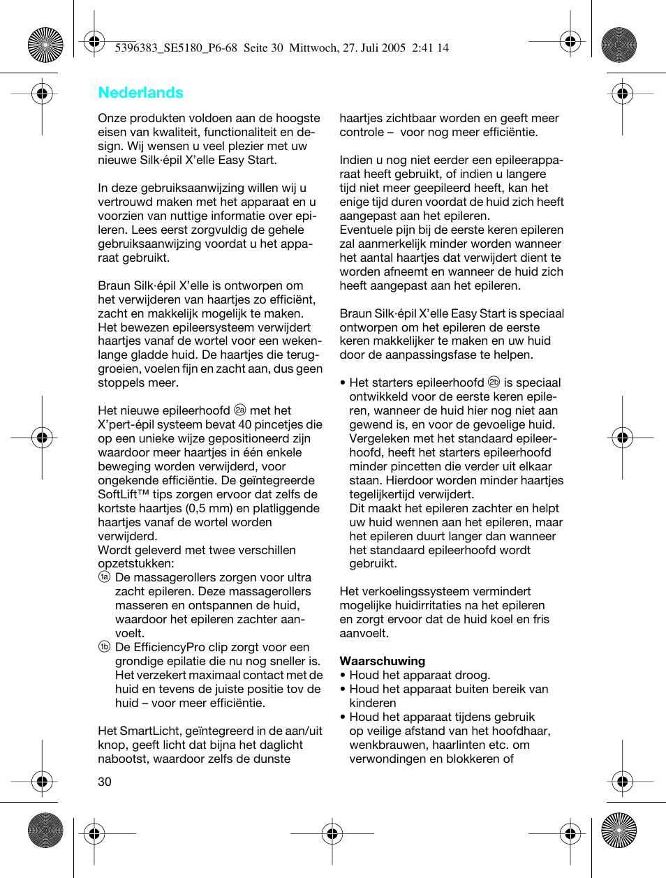 Nederlands | Braun 5280-5396 Silk-épil X'elle EasyStart User Manual | Page 29 / 62