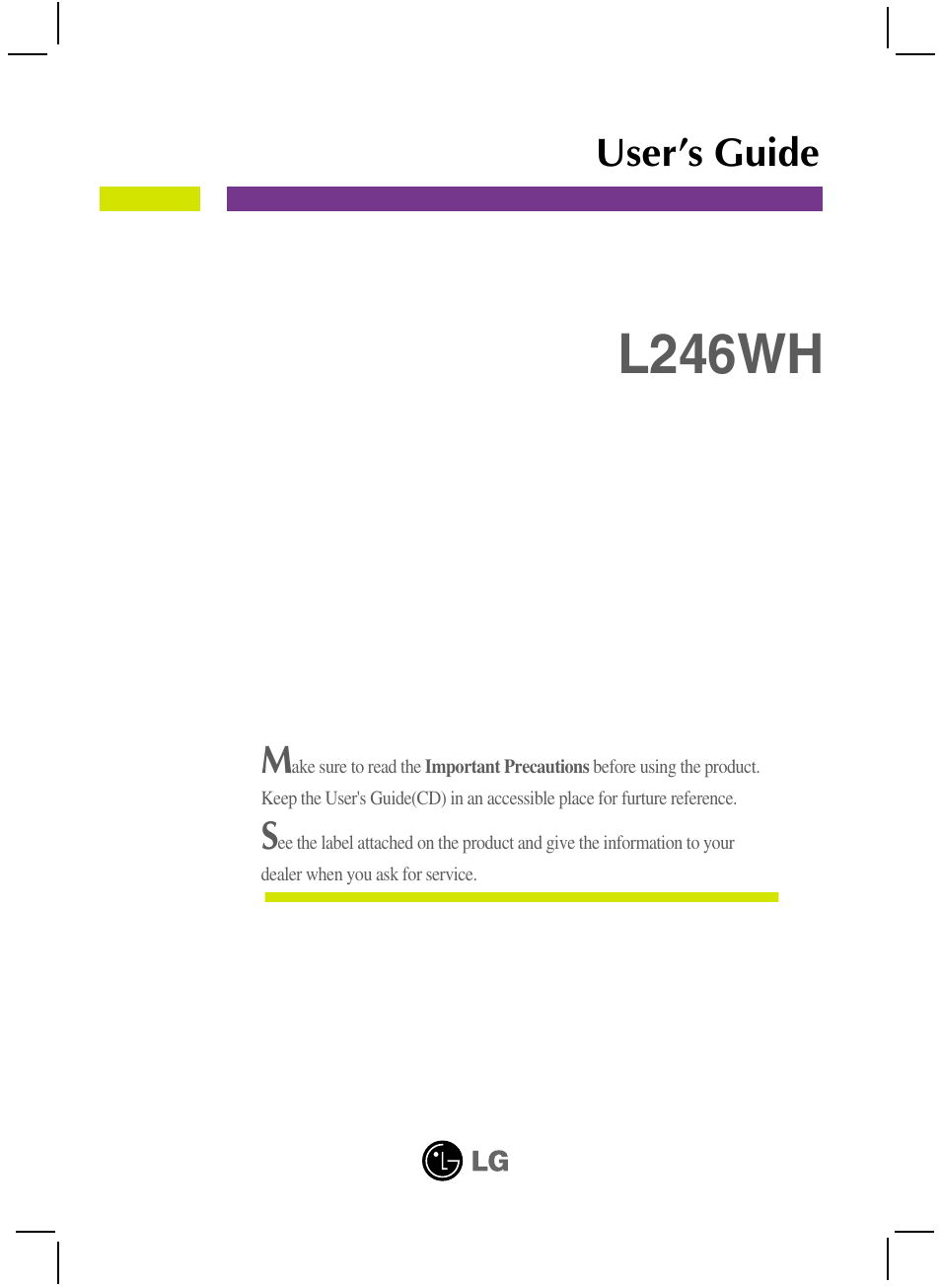 LG L246WH-BN User Manual | 31 pages