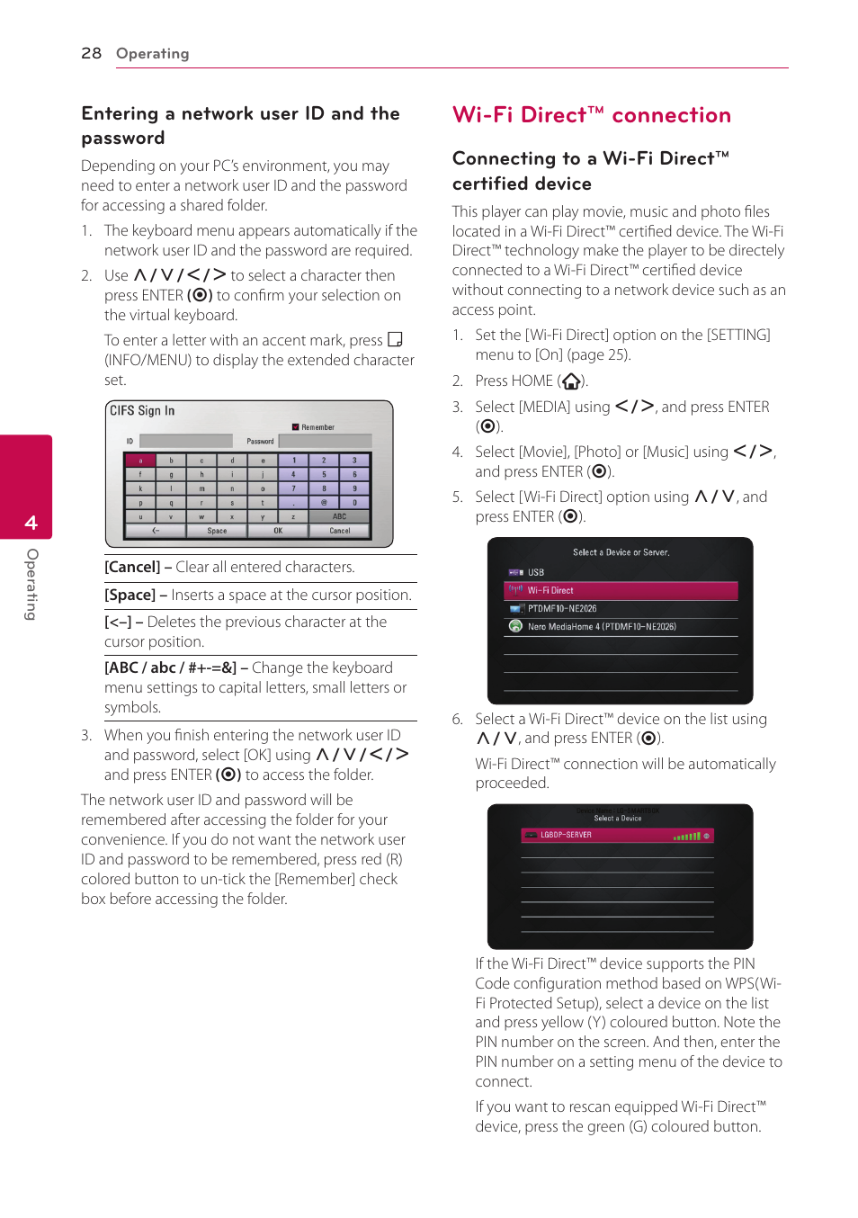 Wi-fi direct™ connection, 28 – wi-fi direct™ connection | LG SP520 User Manual | Page 28 / 43