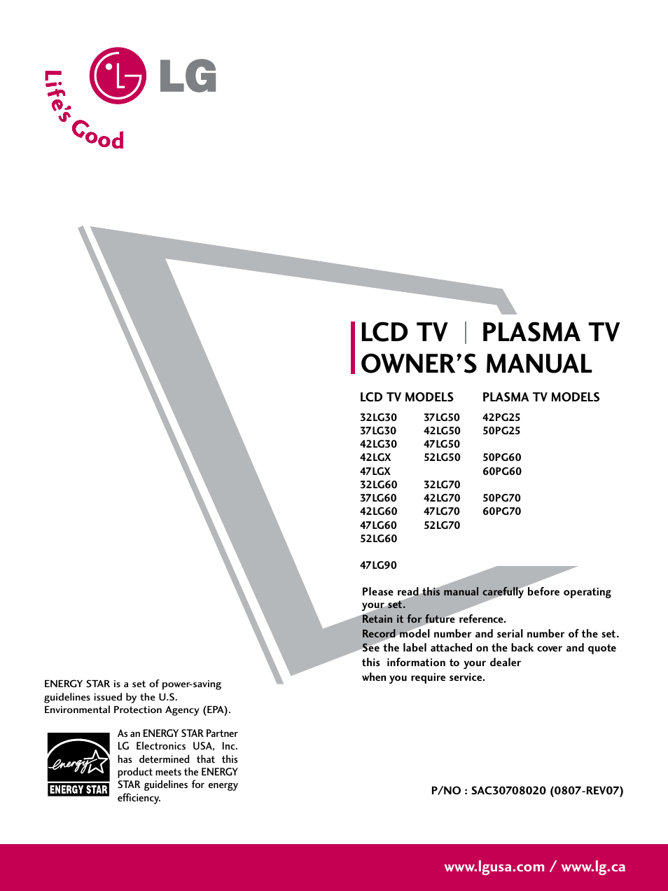 LG 42LG30-UD User Manual | 152 pages